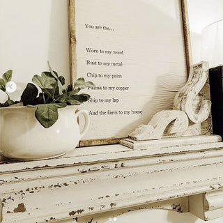 Distressed White Wooden Mantel Shelf