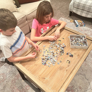 Puzzle Table with Drawers