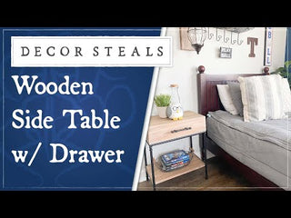 Modern Farmhouse Wood Side Table with Drawer