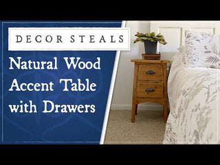 Natural Wood Accent Table with Drawers