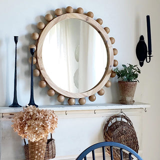 Beaded Edge Wooden Mirror