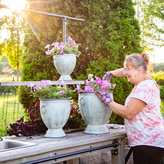 Rustic Metal Outdoor Planter Urns, Set of Three