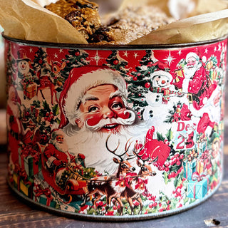 Vintage Inspired Santa Patterned Buckets, Set of 2