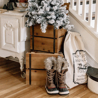 Rustic Wood Crates with Lids, Set of Two