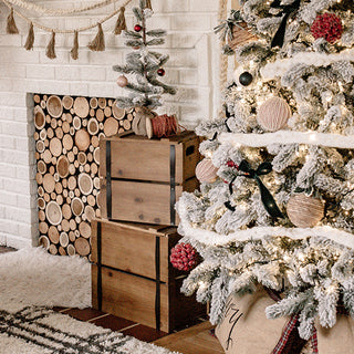 Rustic Wood Crates with Lids, Set of Two