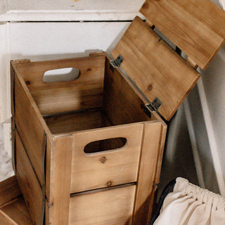 Rustic Wood Crates with Lids, Set of Two