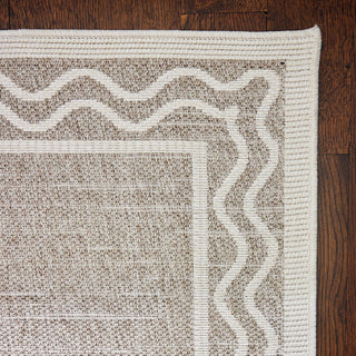 Grey/Beige Border Detail Rug, Pick Your Size