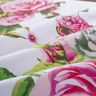 Romantic Roses Lovely Spring Pink Floral Garden Fitted & Flat Bed Sheet Set w/ Pillow Cases