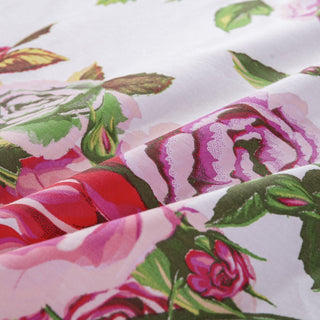 Romantic Roses Lovely Spring Pink Floral Garden Fitted & Flat Bed Sheet Set w/ Pillow Cases