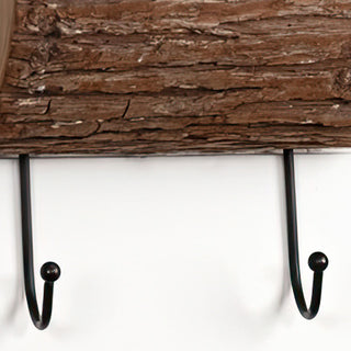 Split Wood Log Shelf with Hooks