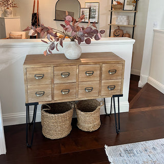 Vintage Inspired Apothecary Console Table