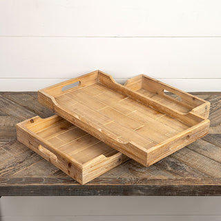 Rustic Wooden Plank Trays, Set of 2