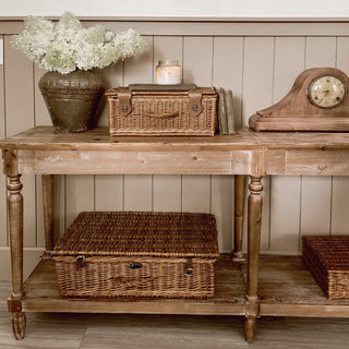 Long Weathered Natural Wood Console Table