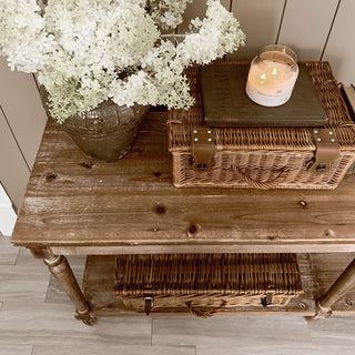 Long Weathered Natural Wood Console Table