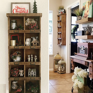 Distressed Wooden Wall Shelf Organizer