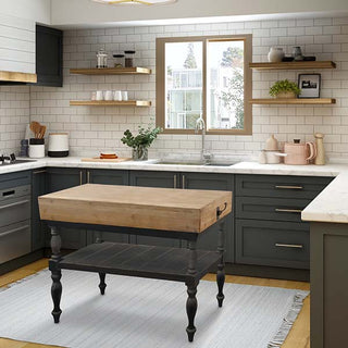 Butcher Block Inspired Wooden Kitchen Island