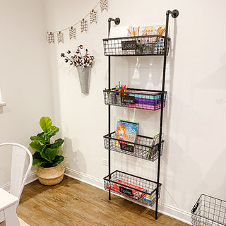 Four Tiered Metal Wall Organizer with Chalkboard Labels