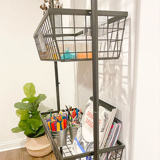 Four Tiered Metal Wall Organizer with Chalkboard Labels