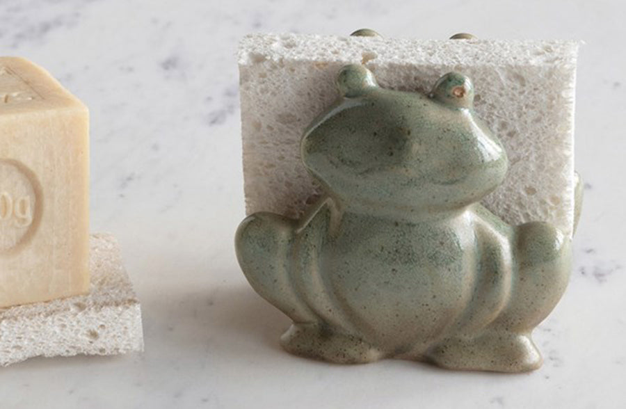 Ceramic Frog Sponge Holder, Planter 