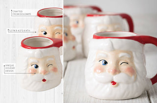 Vintage Inspired Santa Mugs, Set of 4