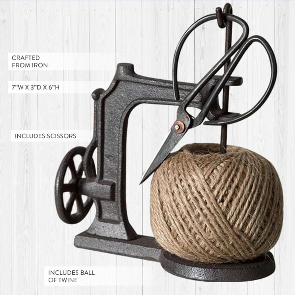 Cast iron string holder, jute rope dispenser