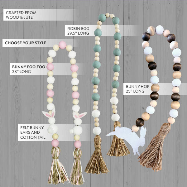 Peter Cottontail Beaded Garland with Tassels, Pick Your Style - Decor Steals