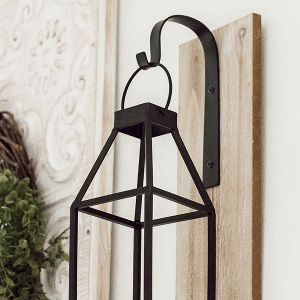 Set of Hanging Lantern Sconces,farmhouse Wall Decor, Lantern Sconces,  Black, Lanterns, Wood Sconce With Lantern, Country Decor, Small 