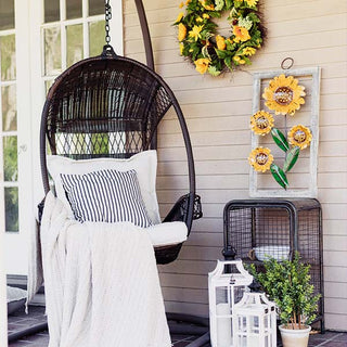 Wooden Framed Metal Sunflower Art