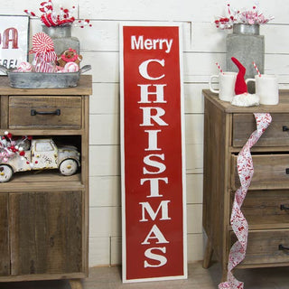 HUGE Embossed Metal "Merry Christmas" Sign