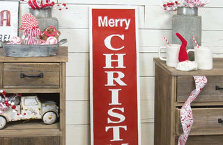 HUGE Embossed Metal "Merry Christmas" Sign