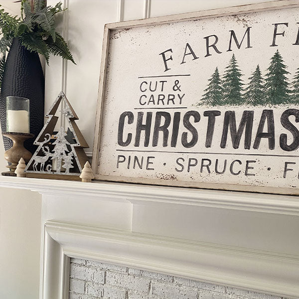 Antique Inspired Farm Fresh Christmas Trees Sign - Decor Steals