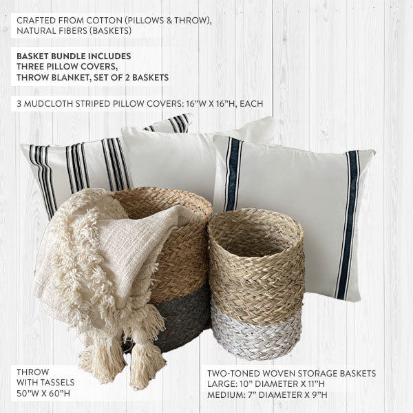 Two-Toned Woven Storage Baskets - Decor Steals