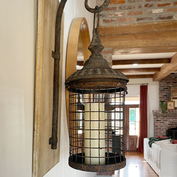 Small Rustic Lantern Wall Sconce