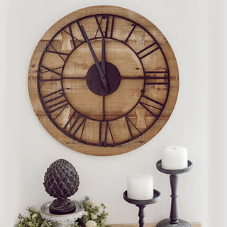 Wood and Metal Wall Clock