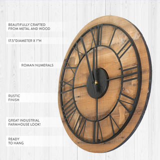 Wood and Metal Wall Clock