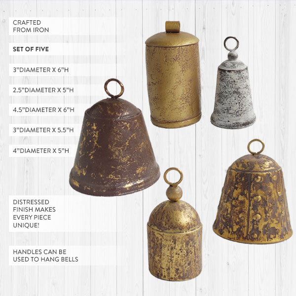 Shop Unique 2 Assorted Brass Bells Set - Perfect Home Decor Addition