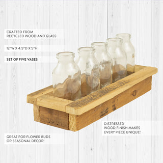 Rustic Wooden Tray with Glass Vases