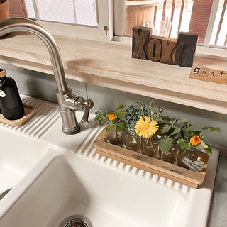 Rustic Wooden Tray with Glass Vases