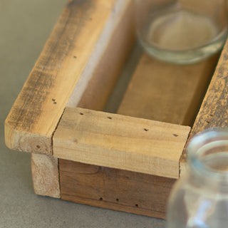 Rustic Wooden Tray with Glass Vases