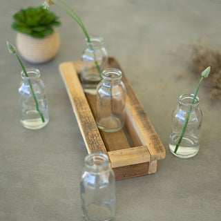 Rustic Wooden Tray with Glass Vases