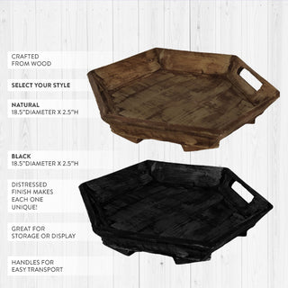 Wooden Hexagon Tray With Handles, Pick Your Color