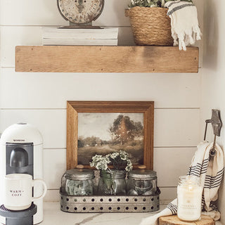 Three Glass Canisters with Storage Bin