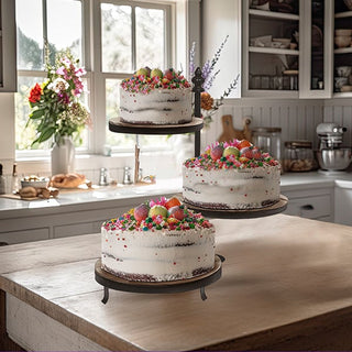 Wood and Metal Tiered Swivel Tray