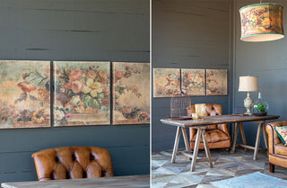 Vintage Floral Triptych Print On Canvas