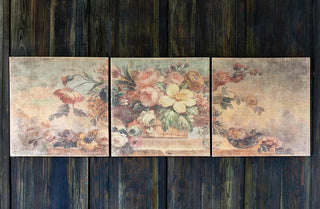 Vintage Floral Triptych Print On Canvas