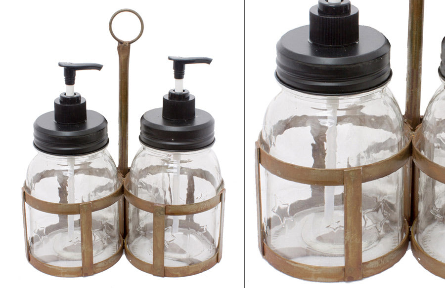 MASON JAR Bathroom Decor SET 3 piece, Soap Lotion Pump Dispenser