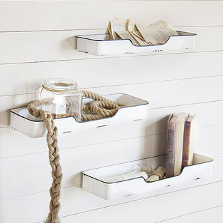 Distressed Enamel Floating Shelves, Set of 3