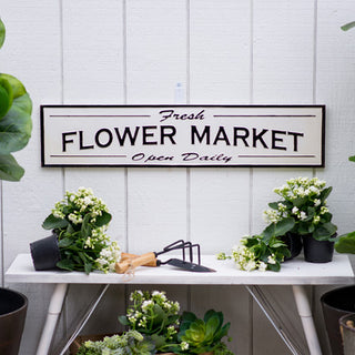 Embossed Metal Flower Market Sign