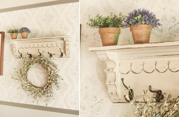 Scalloped Tiered Shelf with Hooks