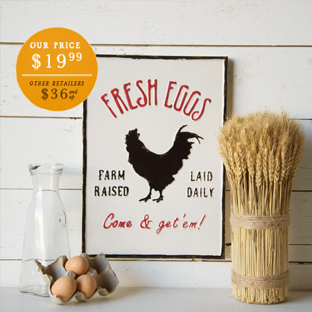 Fresh Eggs Sign | Enamel Inspired Fresh Eggs Sign - Decor Steals